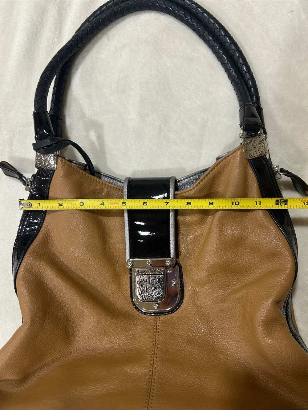 Brighton Fashionista City Block Dovima Zebra Leather Bag